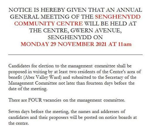 Community Centre AGM